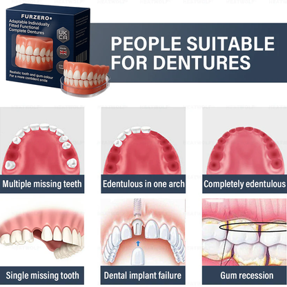 Made and Shipped from 🇬🇧 Furzero®  Adaptable Custom-Fit Functional Complete Dentures